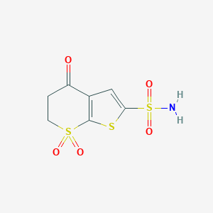 molecular formula C7H7NO5S3 B022993 4,7,7-Trioxo-5,6-dihydrothieno[2,3-b]thiopyran-2-sulfonamide CAS No. 105951-35-7