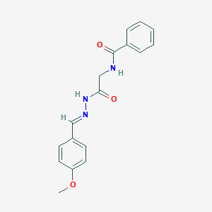 molecular formula C17H17N3O3 B230163 N-{2-[2-(4-methoxybenzylidene)hydrazino]-2-oxoethyl}benzamide 
