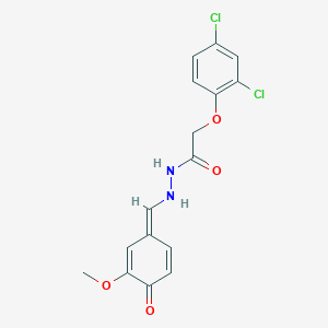 2-(2,4-dichlorophenoxy)-N'-[(E)-(3-methoxy-4-oxocyclohexa-2,5-dien-1-ylidene)methyl]acetohydrazide