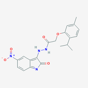 molecular formula C20H20N4O5 B230231 2-(5-methyl-2-propan-2-ylphenoxy)-N'-(5-nitro-2-oxoindol-3-yl)acetohydrazide 
