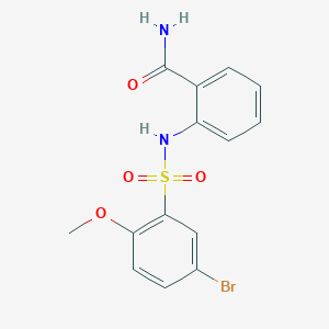 molecular formula C14H13BrN2O4S B230708 2-{[(5-Bromo-2-methoxyphenyl)sulfonyl]amino}benzamide 