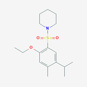 Ethyl 4-isopropyl-5-methyl-2-(1-piperidinylsulfonyl)phenyl ether