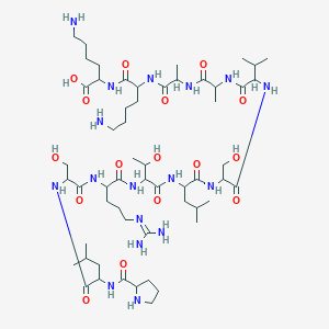 B023092 6-Amino-2-[[6-amino-2-[2-[2-[[2-[[2-[[2-[[2-[[5-(diaminomethylideneamino)-2-[[3-hydroxy-2-[[4-methyl-2-(pyrrolidine-2-carbonylamino)pentanoyl]amino]propanoyl]amino]pentanoyl]amino]-3-hydroxybutanoyl]amino]-4-methylpentanoyl]amino]-3-hydroxypropanoyl]amino]-3-methylbutanoyl]amino]propanoylamino]propanoylamino]hexanoyl]amino]hexanoic acid CAS No. 105802-84-4