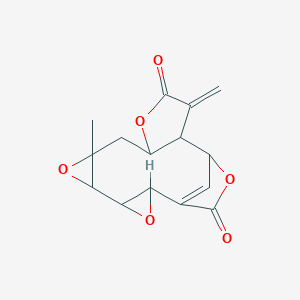 molecular formula C15H14O6 B230951 7-Methyl-12-methylidene-3,6,10,15-tetraoxapentacyclo[12.2.1.02,4.05,7.09,13]heptadec-1(17)-ene-11,16-dione CAS No. 17928-61-9