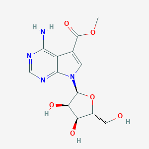 molecular formula C13H16N4O6 B231363 7H-Pyrrolo(2,3-d)pyrimidine-5-carboxylic acid, 4-amino-7-beta-D-ribofuranosyl-, methyl ester CAS No. 18440-68-1