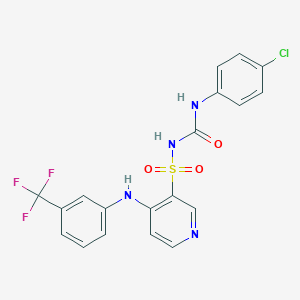molecular formula C19H14ClF3N4O3S B231643 3-({[(4-Chloroanilino)carbonyl]amino}sulfonyl)-4-[3-(trifluoromethyl)anilino]pyridine 