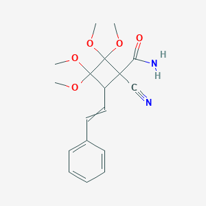 1-Cyano-2,2,3,3-tetramethoxy-4-(2-phenylethenyl)cyclobutane-1-carboxamide