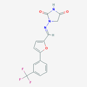 molecular formula C15H10F3N3O3 B231936 1-((5-(alpha,alpha,alpha-Trifluoro-m-tolyl)-2-furanyl)methyleneamino)hydantoin CAS No. 16118-19-7
