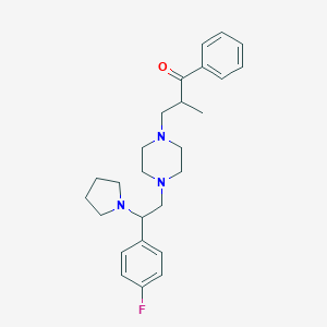 molecular formula C26H34FN3O B232127 3-{4-[2-(4-Fluorophenyl)-2-(1-pyrrolidinyl)ethyl]-1-piperazinyl}-2-methyl-1-phenyl-1-propanone 