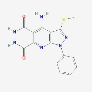 molecular formula C15H12N6O2S B232156 4-amino-3-(methylsulfanyl)-1-phenyl-6,7-dihydro-1H-pyrazolo[4',3':5,6]pyrido[2,3-d]pyridazine-5,8-dione 