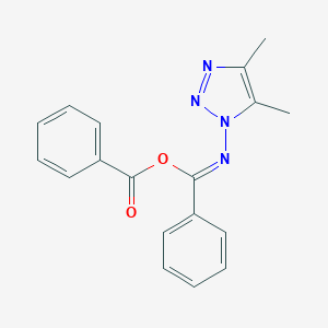 molecular formula C18H16N4O2 B232186 Benzoic acid, anhydride with N-(4,5-dimethyl-1H-1,2,3-triazol-1-yl)benzenecarboximidic acid CAS No. 19226-31-4