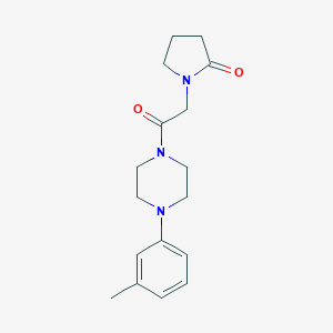 molecular formula C17H23N3O2 B232200 1-{2-[4-(3-Methylphenyl)-1-piperazinyl]-2-oxoethyl}-2-pyrrolidinone 