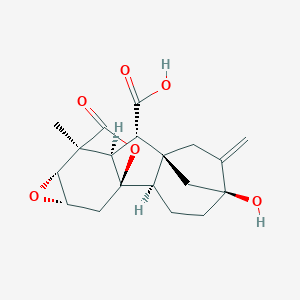 molecular formula C9H11NO2 B232209 (1R,2R,5S,8S,9S,10R,11S,12R,14S)-5-Hydroxy-11-methyl-6-methylidene-17-oxo-13,16-dioxahexacyclo[9.4.2.15,8.01,10.02,8.012,14]octadecane-9-carboxylic acid CAS No. 19147-78-5