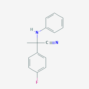 molecular formula C15H13FN2 B232249 2-Anilino-2-(4-fluorophenyl)propanenitrile 