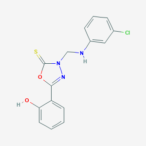 molecular formula C15H12ClN3O2S B232442 3-(((3-Chlorophenyl)amino)methyl)-5-(2-hydroxyphenyl)-1,3,4-oxadiazole-2(3H)-thione CAS No. 143658-81-5