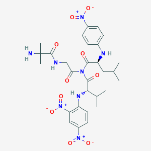 molecular formula C29H38N8O10 B232489 (2S)-N-[2-[(2-amino-2-methylpropanoyl)amino]acetyl]-N-[(2S)-2-(2,4-dinitroanilino)-3-methylbutanoyl]-4-methyl-2-(4-nitroanilino)pentanamide CAS No. 141949-33-9