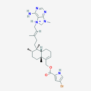molecular formula C31H44BrN6O2+ B232559 [(4aS,5R,6S,8aR)-5-[(E)-5-(6-amino-9-methyl-7,8-dihydropurin-7-ium-7-yl)-3-methylpent-3-enyl]-5,6,8a-trimethyl-3,4,4a,6,7,8-hexahydronaphthalen-1-yl]methyl 4-bromo-1H-pyrrole-2-carboxylate CAS No. 142808-37-5