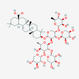 (4aS,6aR,6aS,6bR,10S,12aR,14bR)-10-[(2S,3R,4S,5S)-3-[(2S,3R,4R,5S,6S)-5-hydroxy-6-methyl-3,4-bis[[(2R,3R,4S,5R)-3,4,5-trihydroxyoxan-2-yl]oxy]oxan-2-yl]oxy-5-[(2S,3R,4R,5R,6S)-3,4,5-trihydroxy-6-methyloxan-2-yl]oxy-4-[(2R,3R,4S,5R)-3,4,5-trihydroxyoxan-2-yl]oxyoxan-2-yl]oxy-2,2,6a,6b,9,9,12a-heptamethyl-1,3,4,5,6,6a,7,8,8a,10,11,12,13,14b-tetradecahydropicene-4a-carboxylic acid