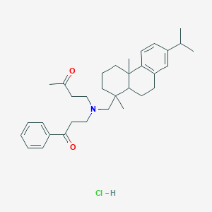 molecular formula C33H46ClNO2 B232842 2-Butanone, 4-((((1R,4aS,10aR)-1,2,3,4,4a,9,10,10a-octahydro-1,4a-dimethyl-7-(1-methylethyl)-1-phenanthrenyl)methyl)(3-oxo-3-phenylpropyl)amino)-, hydrochloride (1:1) CAS No. 143106-84-7
