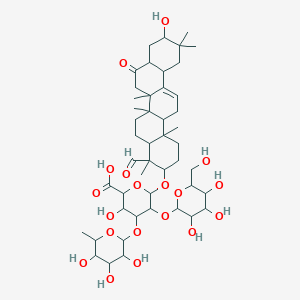 6-[(4-Formyl-10-hydroxy-4,6a,6b,11,11,14b-hexamethyl-8-oxo-1,2,3,4a,5,6,7,8a,9,10,12,12a,14,14a-tetradecahydropicen-3-yl)oxy]-3-hydroxy-5-[3,4,5-trihydroxy-6-(hydroxymethyl)oxan-2-yl]oxy-4-(3,4,5-trihydroxy-6-methyloxan-2-yl)oxyoxane-2-carboxylic acid