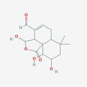 molecular formula C15H20O6 B232901 3,9,10-Trihydroxy-7,7-dimethyl-1-oxo-3,3a,6,6a,7,8,9,10-octahydronaphtho[1,8a-c]furan-4-carbaldehyde CAS No. 158761-02-5