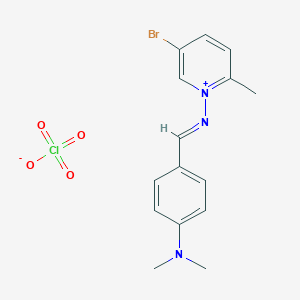 molecular formula C15H17BrClN3O4 B233168 5-Bromo-1-(((4-(dimethylamino)phenyl)methylene)amino)-2-methylpyridinium perchlorate CAS No. 145234-95-3