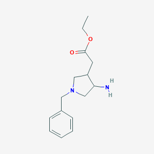 molecular formula C15H22N2O2 B233236 Ethyl (4-amino-1-benzylpyrrolidin-3-yl)acetate CAS No. 144017-84-5