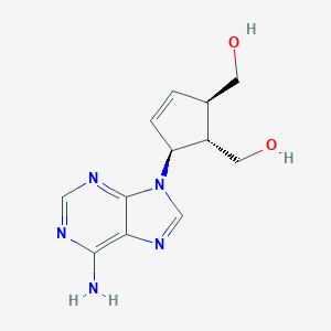 molecular formula C12H15N5O2 B233255 9-(4,5-Bishydroxymethylcyclopent-2-en-1-yl)-9H-adenine CAS No. 142187-88-0
