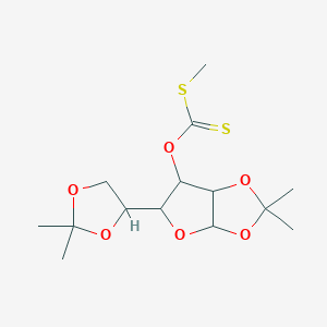 molecular formula C₁₄H₂₂O₆S₂ B023328 O-[5-(2,2-二甲基-1,3-二氧戊环-4-基)-2,2-二甲基-3a,5,6,6a-四氢呋喃[2,3-d][1,3]二氧杂环-6-基]甲硫基甲硫酸甲酯 CAS No. 16667-96-2