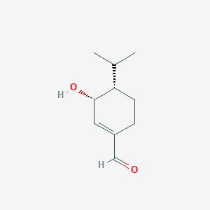 molecular formula C18H34O2 B233285 1-Cyclohexene-1-carboxaldehyde, 3-hydroxy-4-(1-methylethyl)-, cis- CAS No. 152246-70-3