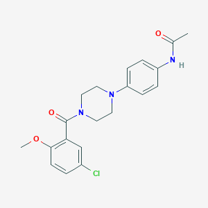 molecular formula C20H22ClN3O3 B233412 N-{4-[4-(5-chloro-2-methoxybenzoyl)-1-piperazinyl]phenyl}acetamide 