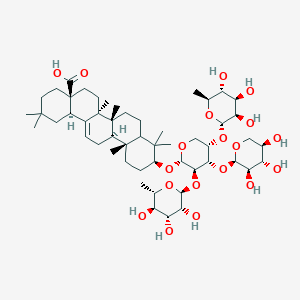 molecular formula C52H84O19 B233639 (4aS,6aR,6aS,6bR,10S,12aR,14bR)-10-[(2S,3R,4S,5S)-3,5-bis[[(2S,3R,4R,5R,6S)-3,4,5-trihydroxy-6-methyloxan-2-yl]oxy]-4-[(2R,3R,4S,5R)-3,4,5-trihydroxyoxan-2-yl]oxyoxan-2-yl]oxy-2,2,6a,6b,9,9,12a-heptamethyl-1,3,4,5,6,6a,7,8,8a,10,11,12,13,14b-tetradecahydropicene-4a-carboxylic acid CAS No. 141544-42-5