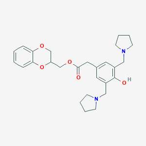 molecular formula C27H34N2O5 B233916 2,3-Dihydro-1,4-benzodioxin-3-ylmethyl 2-[4-hydroxy-3,5-bis(pyrrolidin-1-ylmethyl)phenyl]acetate CAS No. 149110-76-9