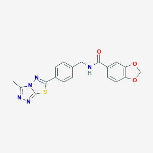 molecular formula C19H15N5O3S B233933 N-[4-(3-methyl[1,2,4]triazolo[3,4-b][1,3,4]thiadiazol-6-yl)benzyl]-1,3-benzodioxole-5-carboxamide 
