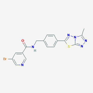 molecular formula C17H13BrN6OS B233934 5-bromo-N-[4-(3-methyl[1,2,4]triazolo[3,4-b][1,3,4]thiadiazol-6-yl)benzyl]nicotinamide 