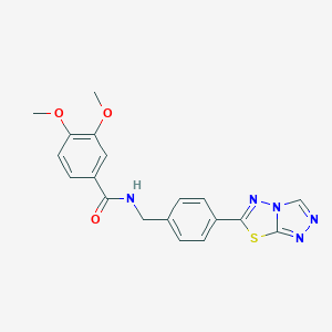 molecular formula C19H17N5O3S B233983 3,4-dimethoxy-N-(4-[1,2,4]triazolo[3,4-b][1,3,4]thiadiazol-6-ylbenzyl)benzamide 