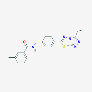 molecular formula C20H19N5OS B234009 N-[4-(3-ethyl[1,2,4]triazolo[3,4-b][1,3,4]thiadiazol-6-yl)benzyl]-3-methylbenzamide 