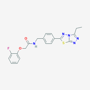 molecular formula C20H18FN5O2S B234017 N-[4-(3-ethyl[1,2,4]triazolo[3,4-b][1,3,4]thiadiazol-6-yl)benzyl]-2-(2-fluorophenoxy)acetamide 