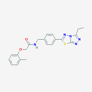 molecular formula C21H21N5O2S B234023 N-[4-(3-ethyl[1,2,4]triazolo[3,4-b][1,3,4]thiadiazol-6-yl)benzyl]-2-(2-methylphenoxy)acetamide 