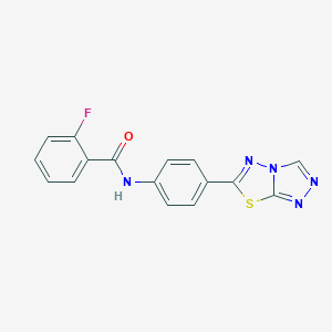 molecular formula C16H10FN5OS B234063 2-fluoro-N-(4-[1,2,4]triazolo[3,4-b][1,3,4]thiadiazol-6-ylphenyl)benzamide 