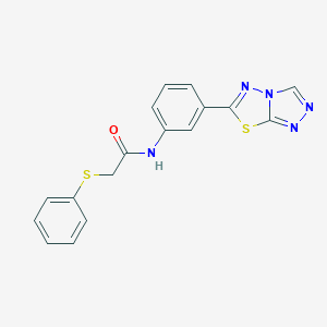 molecular formula C17H13N5OS2 B234071 2-(phenylsulfanyl)-N-(3-[1,2,4]triazolo[3,4-b][1,3,4]thiadiazol-6-ylphenyl)acetamide 