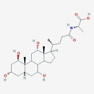 molecular formula C44H41NO8 B234094 N-(1,3,7,12-Tetrahydroxycholan-24-oyl)-2-aminopropionic acid CAS No. 145644-16-2