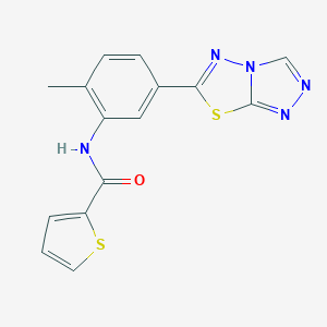 molecular formula C15H11N5OS2 B234100 N-(2-methyl-5-[1,2,4]triazolo[3,4-b][1,3,4]thiadiazol-6-ylphenyl)-2-thiophenecarboxamide 