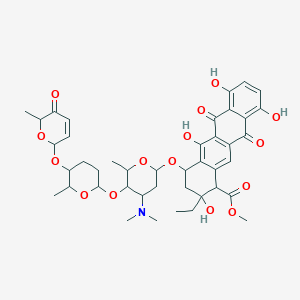molecular formula C42H51NO15 B234103 methyl 4-[4-(dimethylamino)-6-methyl-5-[6-methyl-5-[(6-methyl-5-oxo-2H-pyran-2-yl)oxy]oxan-2-yl]oxyoxan-2-yl]oxy-2-ethyl-2,5,7,10-tetrahydroxy-6,11-dioxo-3,4-dihydro-1H-tetracene-1-carboxylate CAS No. 147657-35-0