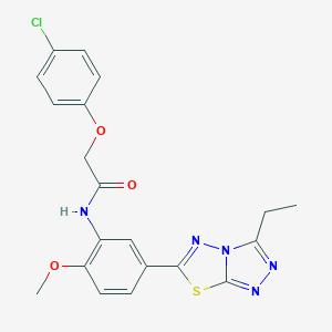 molecular formula C20H18ClN5O3S B234115 2-(4-chlorophenoxy)-N-[5-(3-ethyl[1,2,4]triazolo[3,4-b][1,3,4]thiadiazol-6-yl)-2-methoxyphenyl]acetamide 