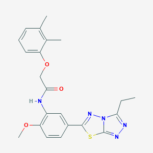 molecular formula C22H23N5O3S B234137 2-(2,3-dimethylphenoxy)-N-[5-(3-ethyl[1,2,4]triazolo[3,4-b][1,3,4]thiadiazol-6-yl)-2-methoxyphenyl]acetamide 