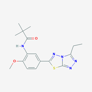 molecular formula C17H21N5O2S B234141 N-[5-(3-ethyl[1,2,4]triazolo[3,4-b][1,3,4]thiadiazol-6-yl)-2-methoxyphenyl]-2,2-dimethylpropanamide 