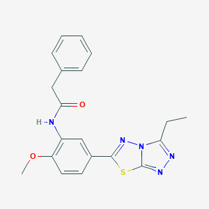molecular formula C20H19N5O2S B234148 N-[5-(3-ethyl[1,2,4]triazolo[3,4-b][1,3,4]thiadiazol-6-yl)-2-methoxyphenyl]-2-phenylacetamide 