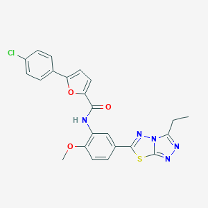 molecular formula C23H18ClN5O3S B234163 5-(4-chlorophenyl)-N-[5-(3-ethyl[1,2,4]triazolo[3,4-b][1,3,4]thiadiazol-6-yl)-2-methoxyphenyl]-2-furamide 