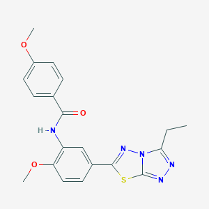 molecular formula C20H19N5O3S B234184 N-[5-(3-ethyl[1,2,4]triazolo[3,4-b][1,3,4]thiadiazol-6-yl)-2-methoxyphenyl]-4-methoxybenzamide 